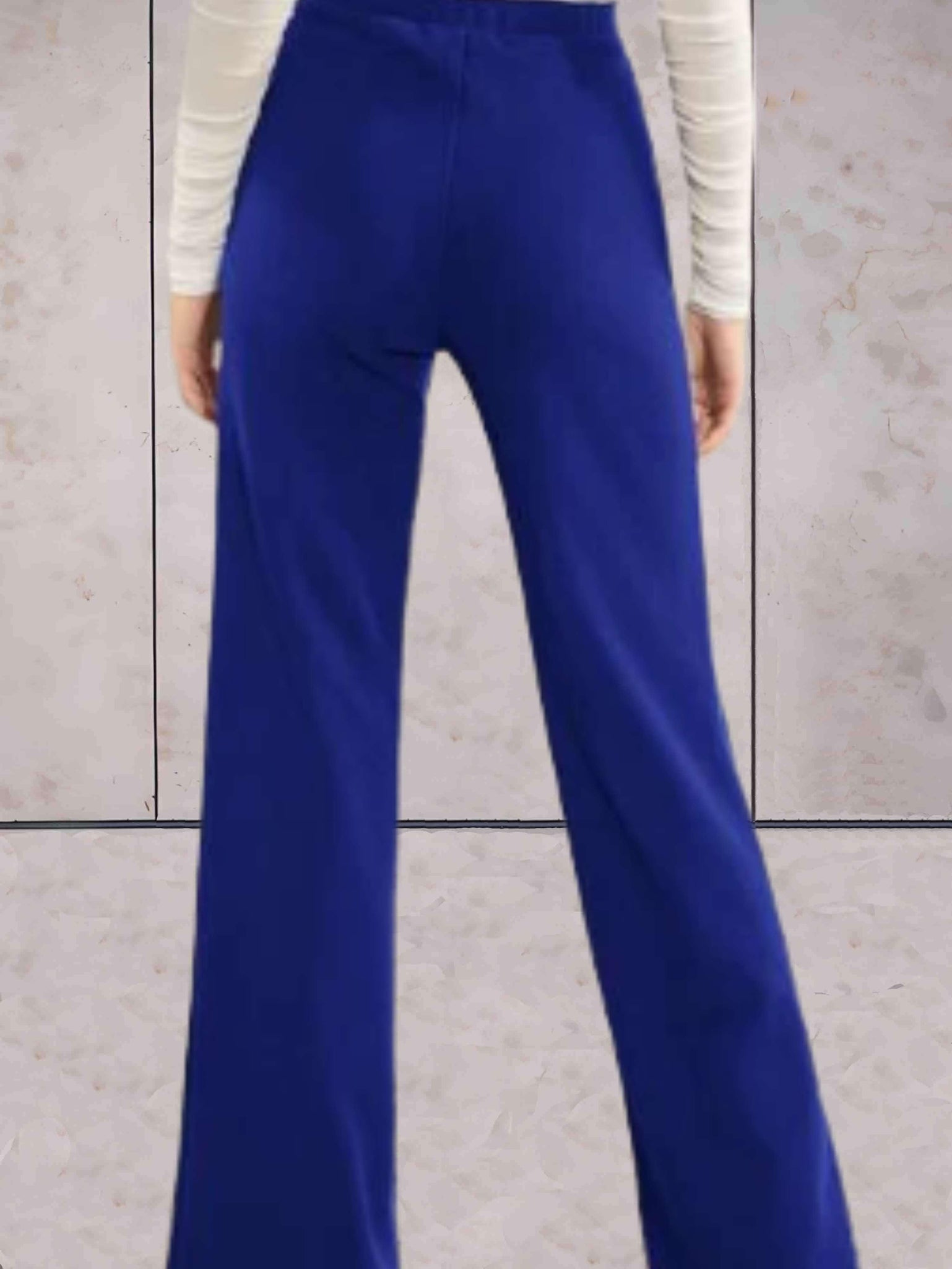 Hoog Getailleerde Effen Broek Met Wijde Pijpen - Dana
