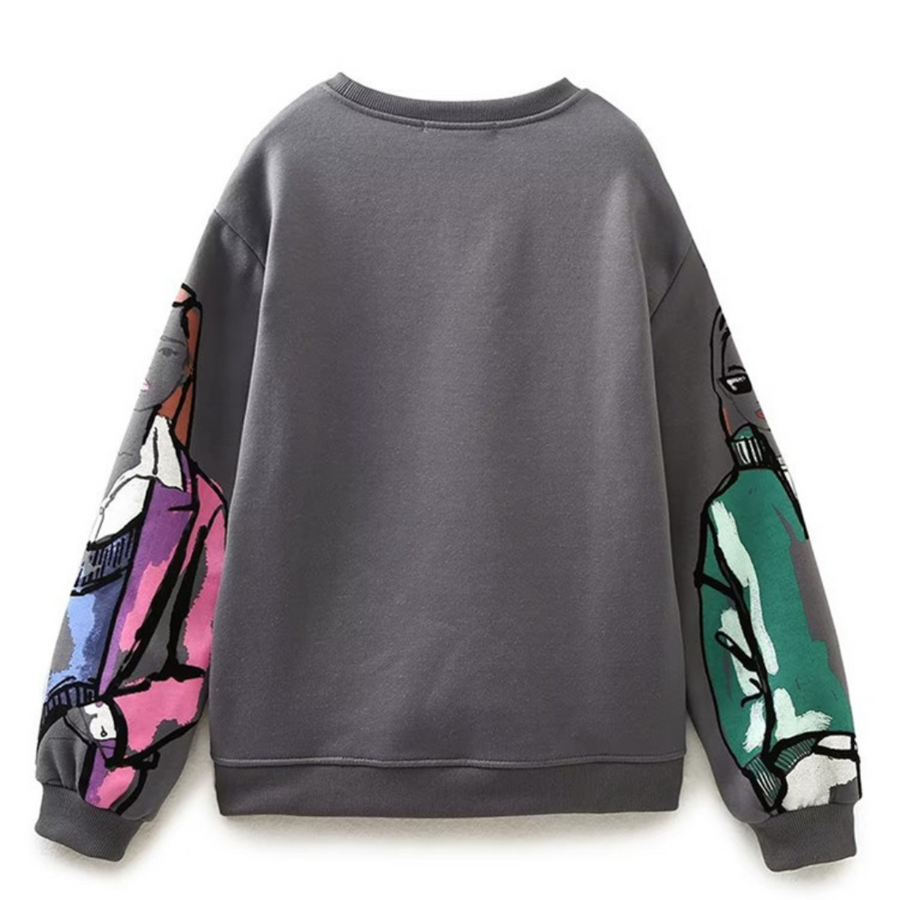 Losvallende Sweater Met Print Dames