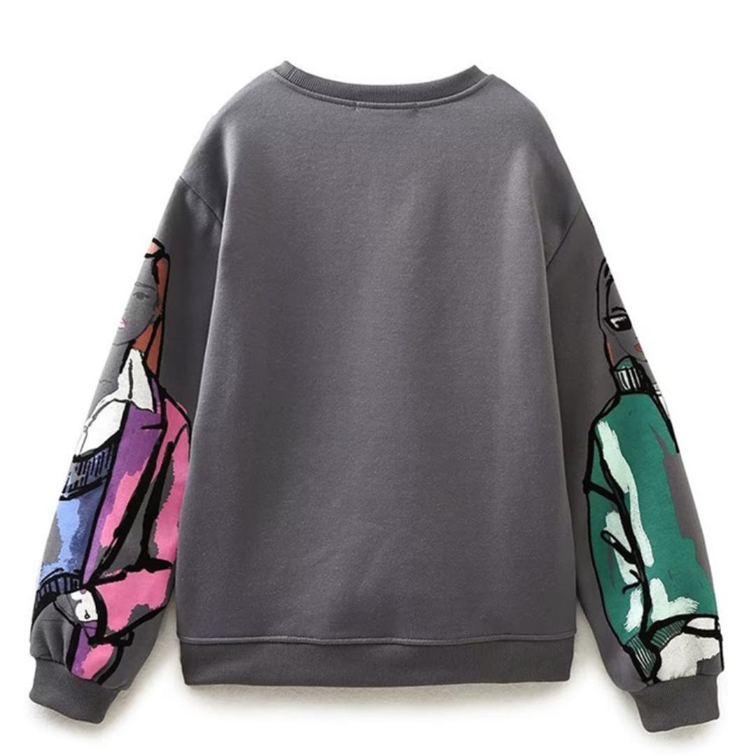 Losvallende Sweater Met Print Dames