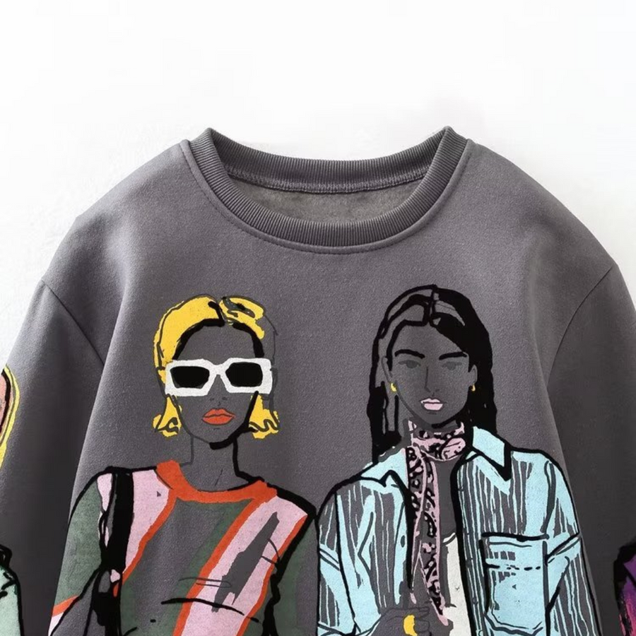 Losvallende Sweater Met Print Dames