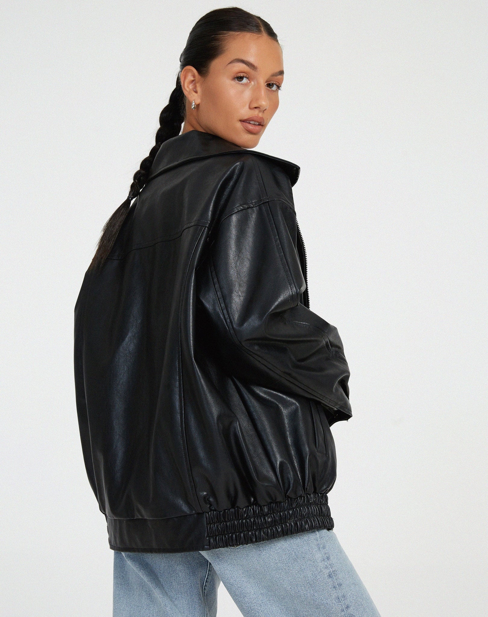 losse oversized leren jas dames