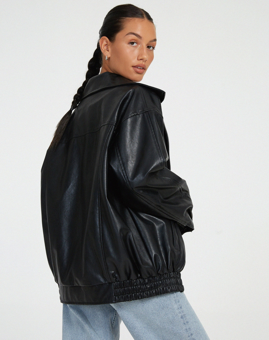 Oversized Losse Leren Jasje Dames