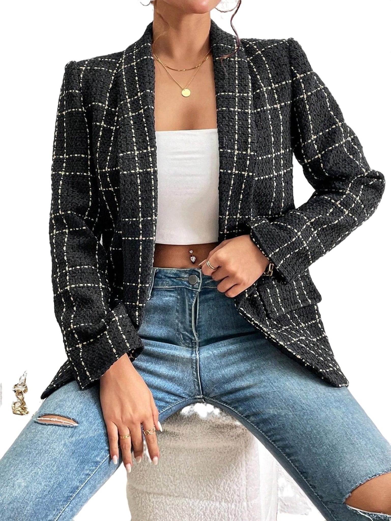 Geruite Dames Blazer Jas - Lucia