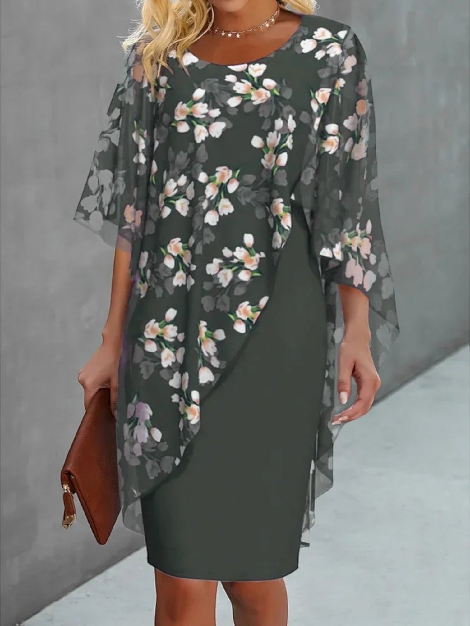 Angela | Midi Zomerjurk Met Bloemenprint