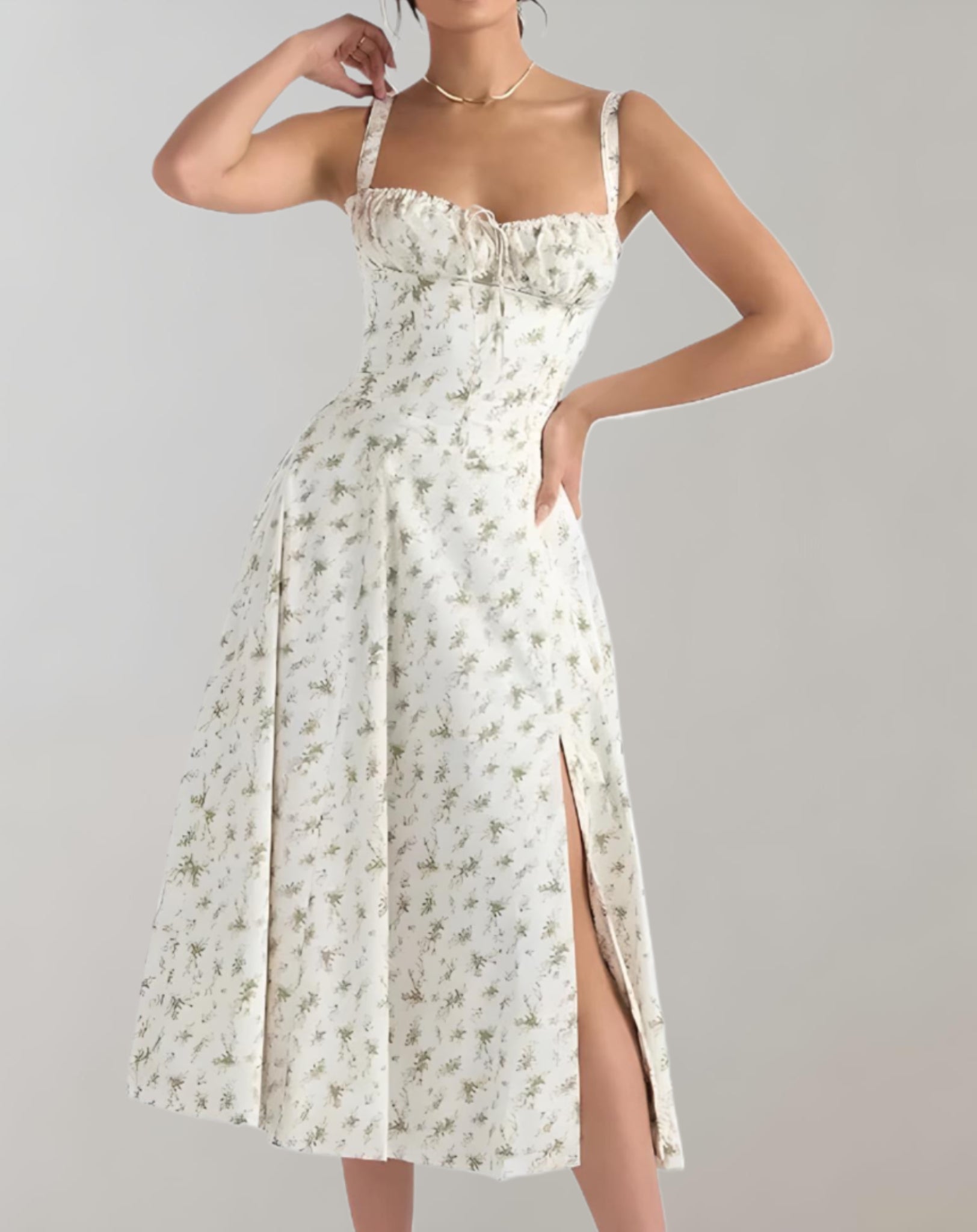 Vintage Lange Korset Jurk Met Bloemenprint
