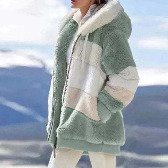 Multikleurig Blok Winterjack Met Capuchon | Herfst
