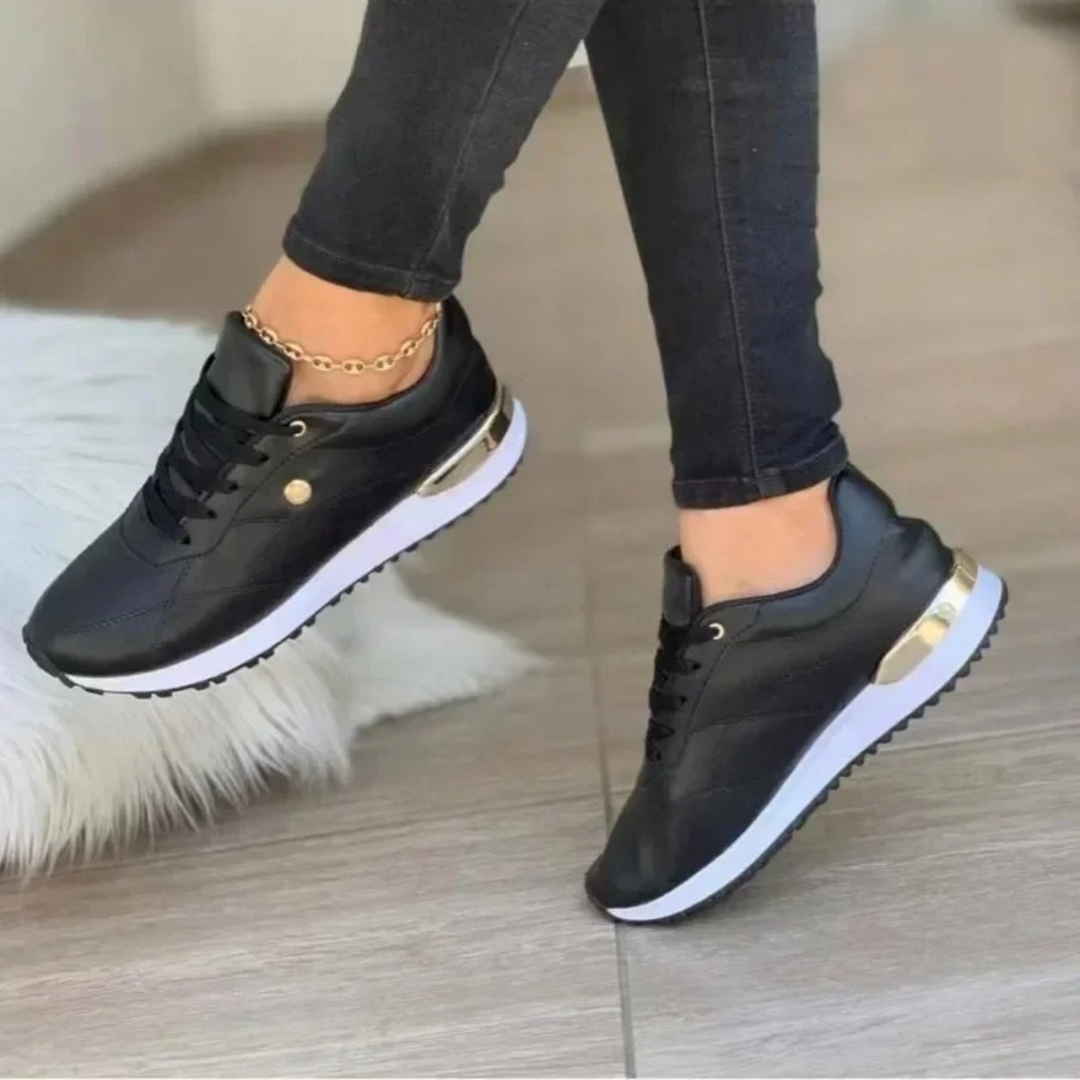 Goud Leren Ademende Dames Sneakers - Veronique