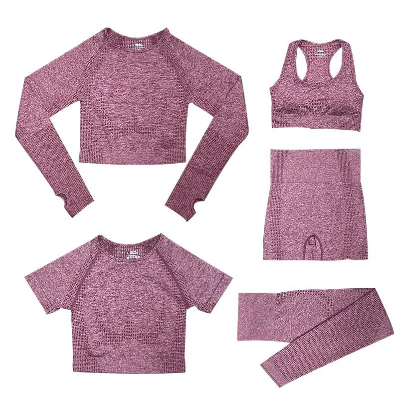Gymfit 5-Delige Sport Set - Dames Tops en Sportleggings Met Hoge Taille