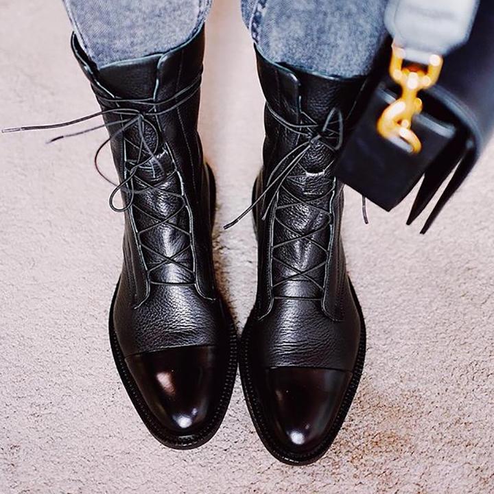 Enkellaarsjes Met Platte Onderkant | Veterschoenen