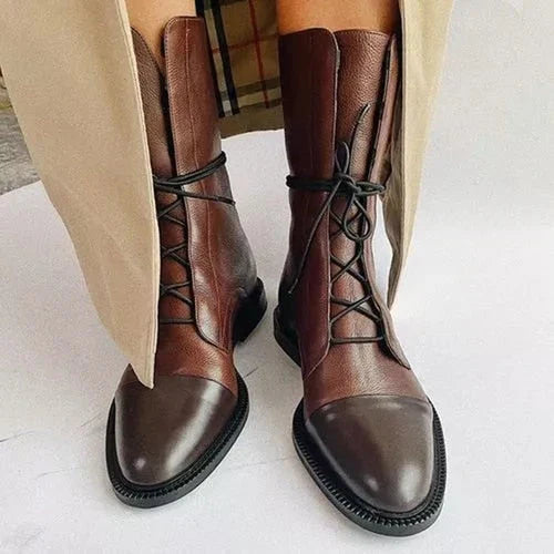 Enkellaarsjes Met Platte Onderkant | Veterschoenen