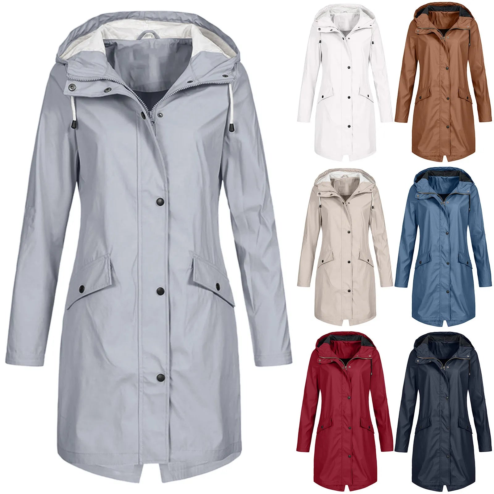 Lange Regenjas Met Capuchon Voor Dames