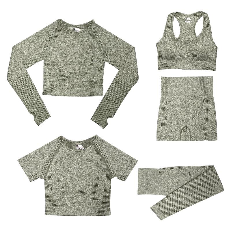 Gymfit 5-Delige Sport Set - Dames Tops en Sportleggings Met Hoge Taille