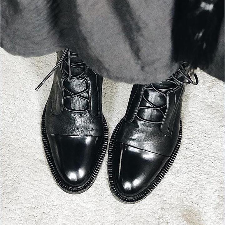 Enkellaarsjes Met Platte Onderkant | Veterschoenen