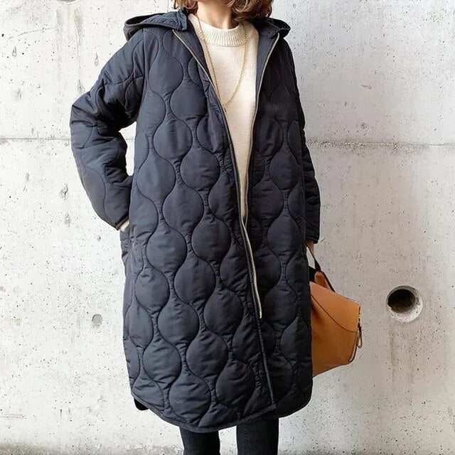 Lange Warme Winterjas Met Capuchon