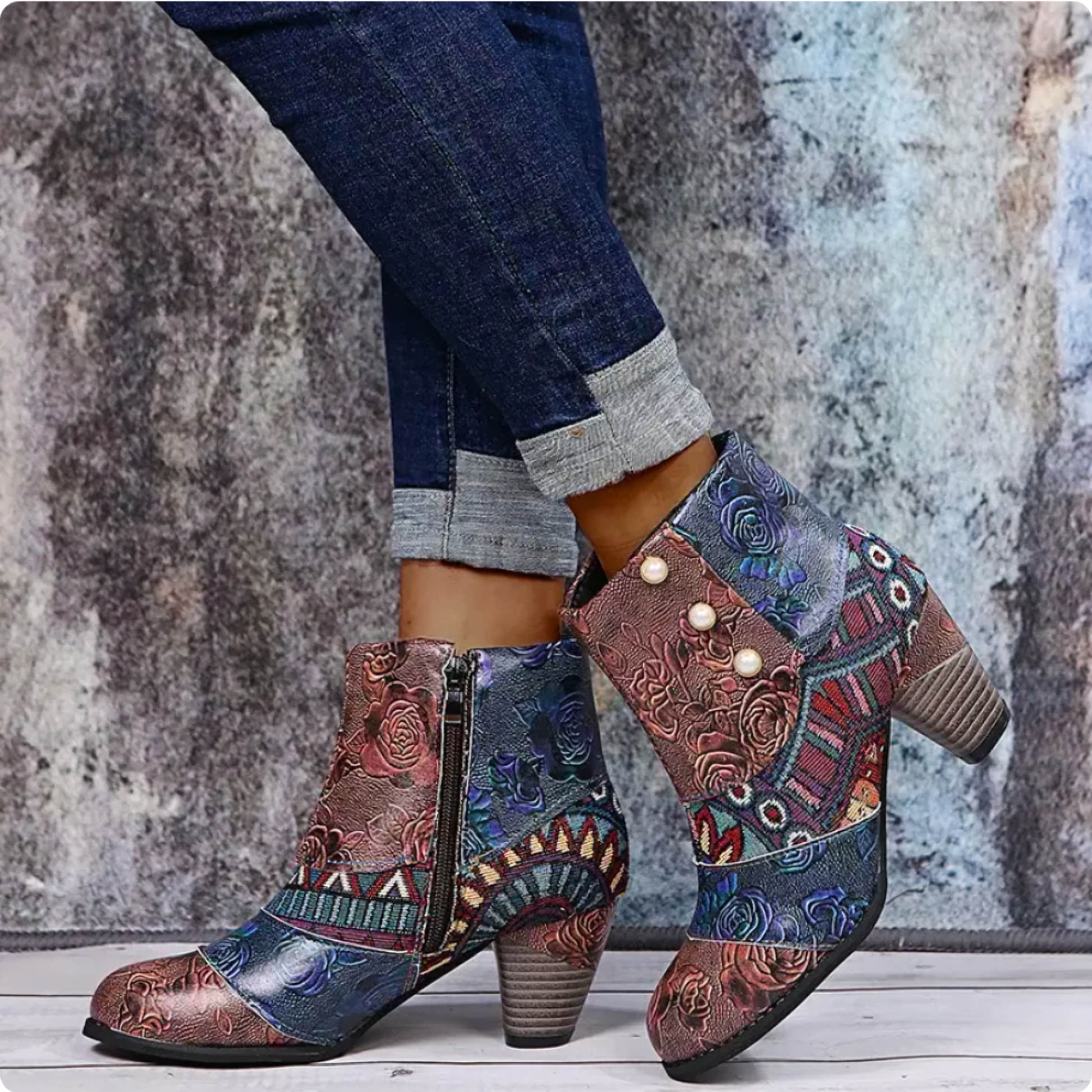 Vintage Dames Laarzen Met Hak En Trendy Uitstraling - Carla