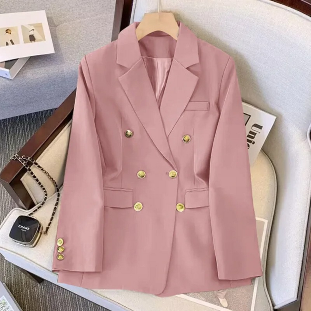 Modieuze  Blazer Jas Met Gouden Knopen Voor Dames - NewHer