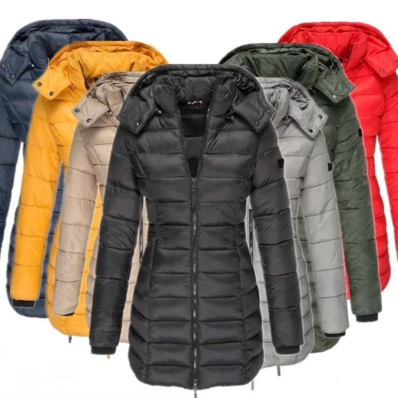 Lange Winterjas Met Capuchon Voor Dames