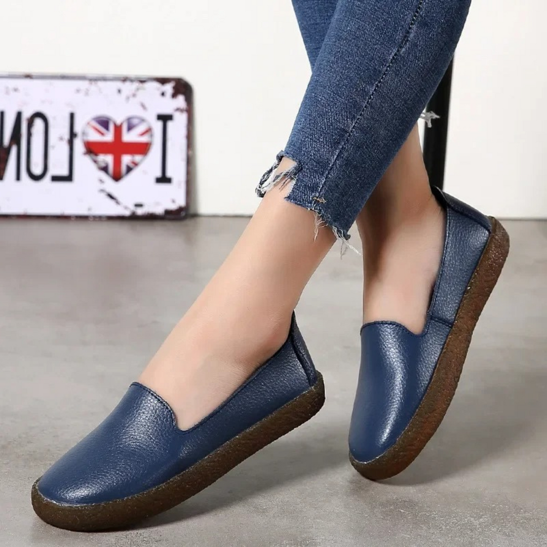 Leren Slip-On Instappers Voor Dames - Moccons