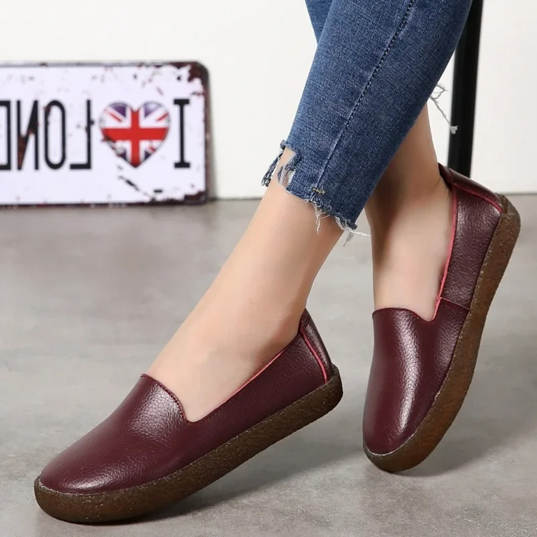 Leren Slip-On Instappers Voor Dames - Moccons