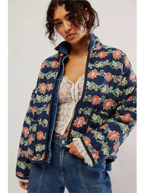 Lisana - Vintage Jas Met Bloemenprint Dames