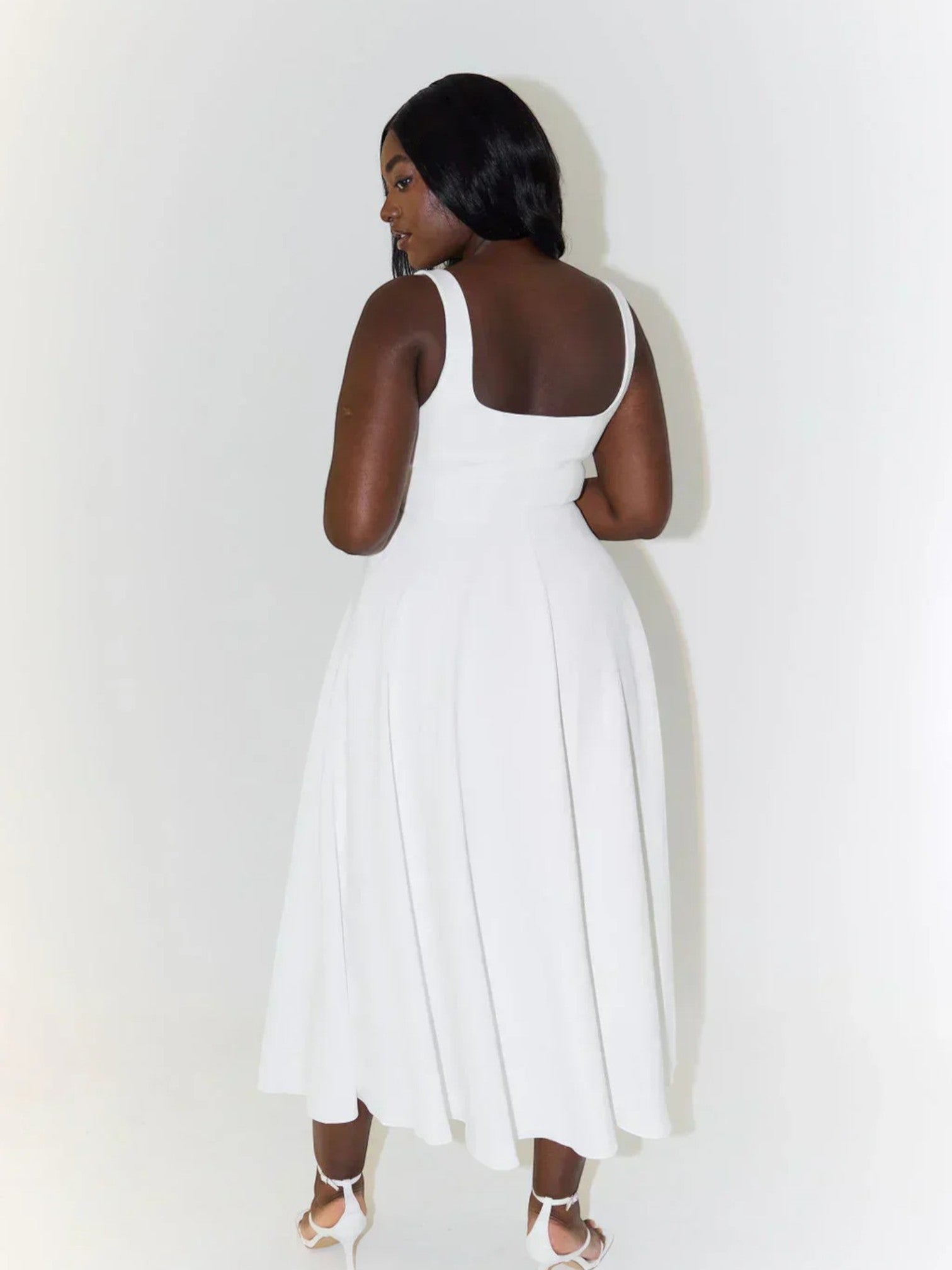 Mouwloze Jurk Met Vierkante Hals | Midi