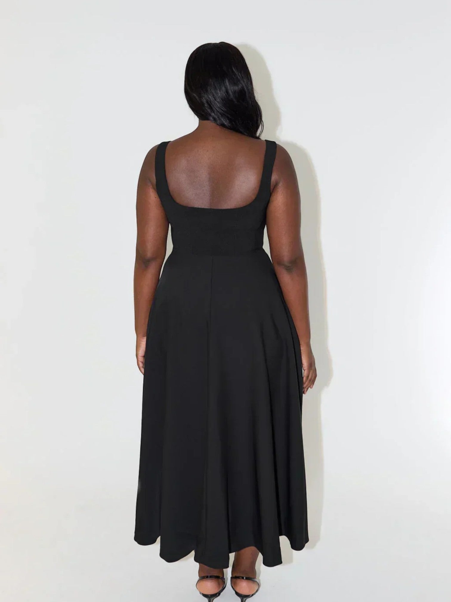 Mouwloze Jurk Met Vierkante Hals | Midi