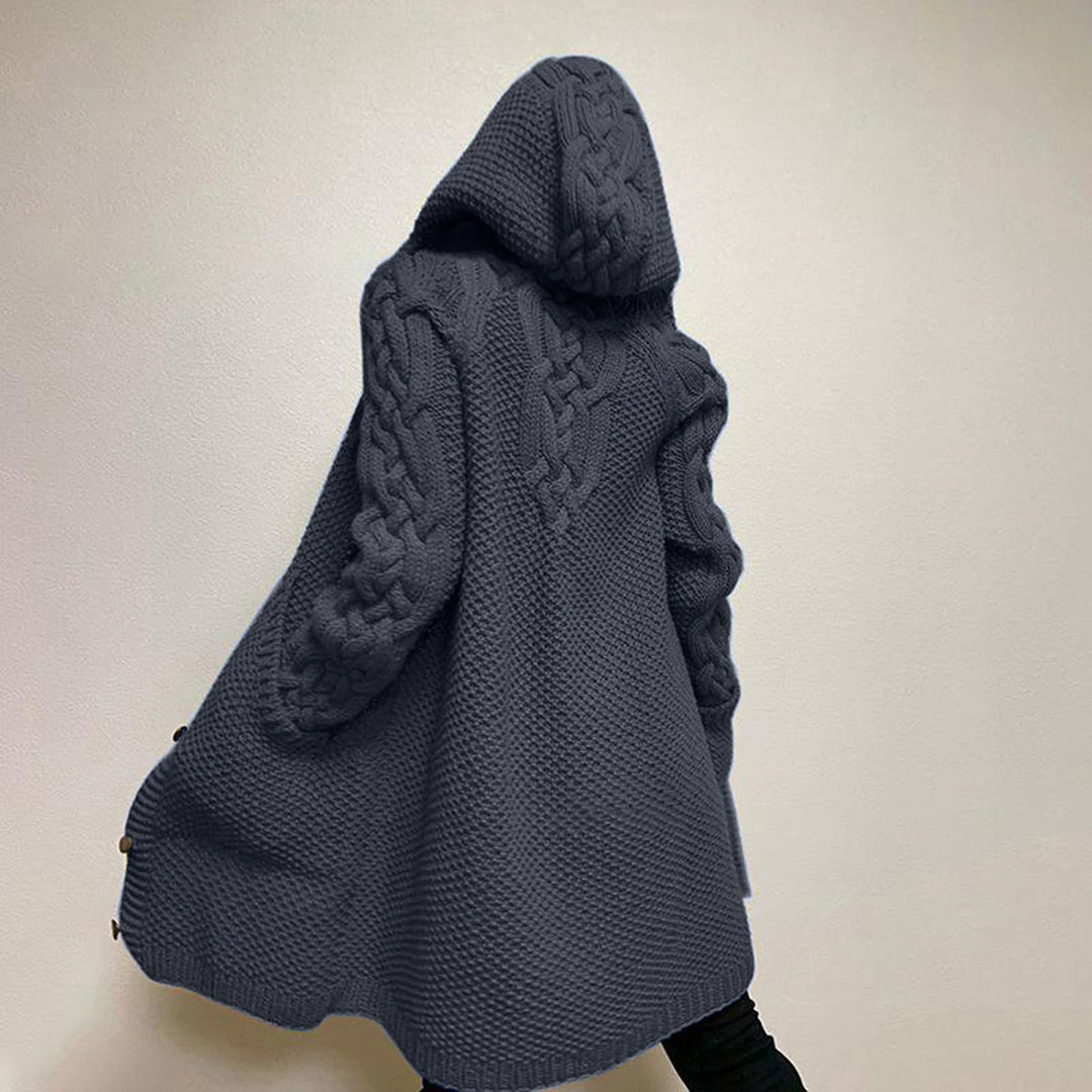 Lang Kabelgebreid Vest Met Capuchon