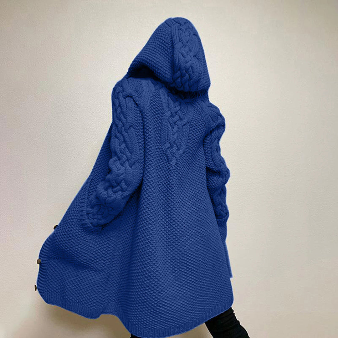 Lang Kabelgebreid Vest Met Capuchon