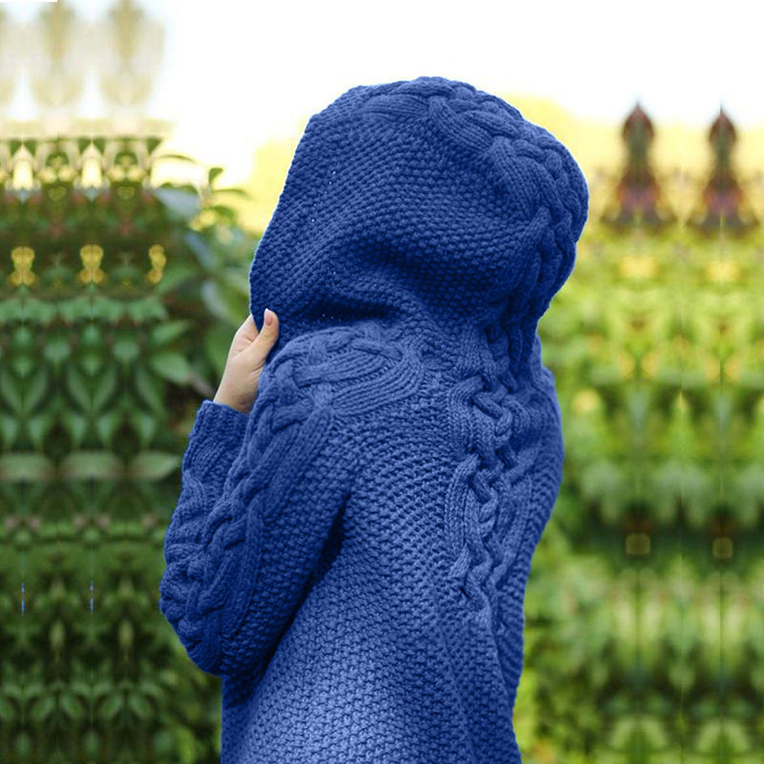 Lang Kabelgebreid Vest Met Capuchon