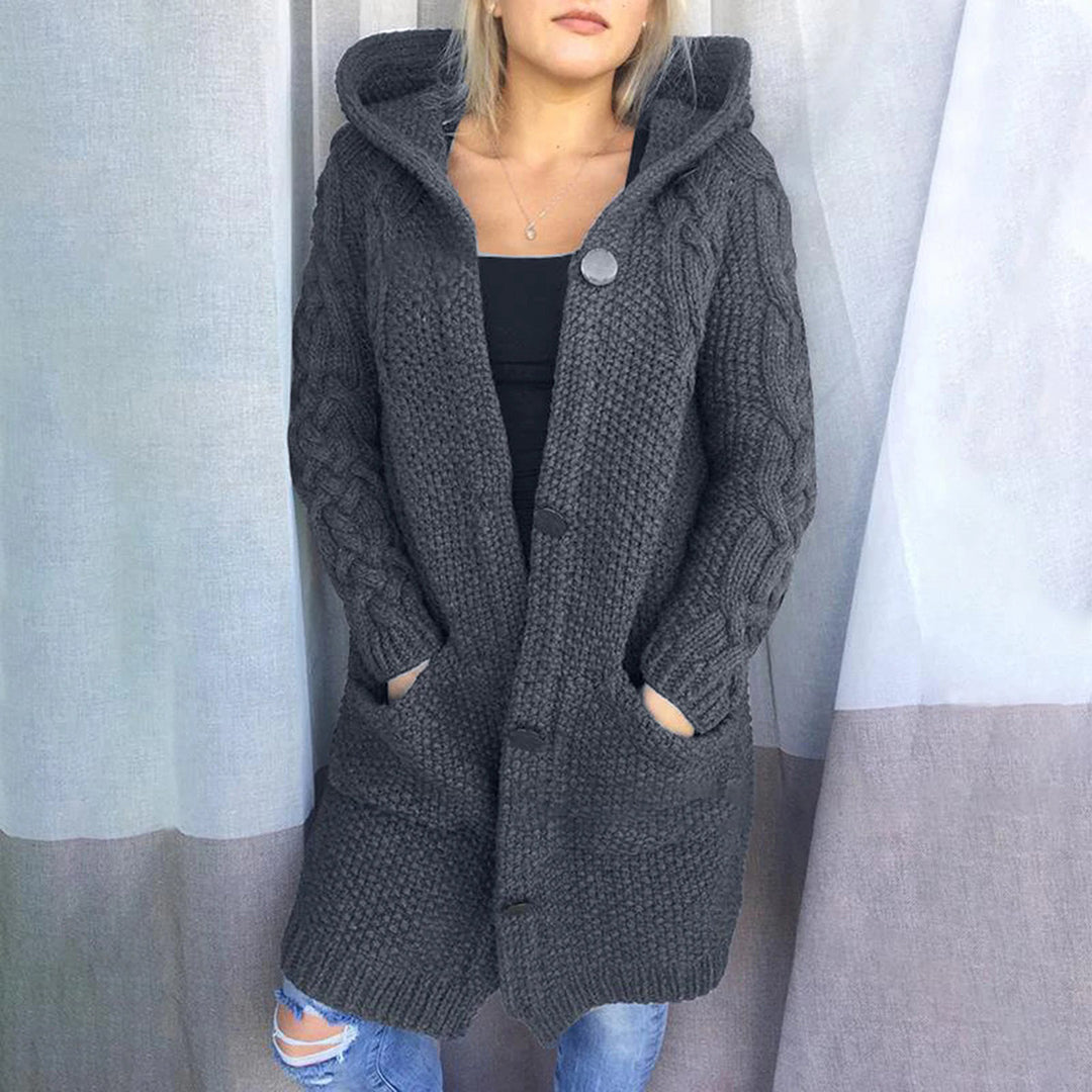 Lang Kabelgebreid Vest Met Capuchon