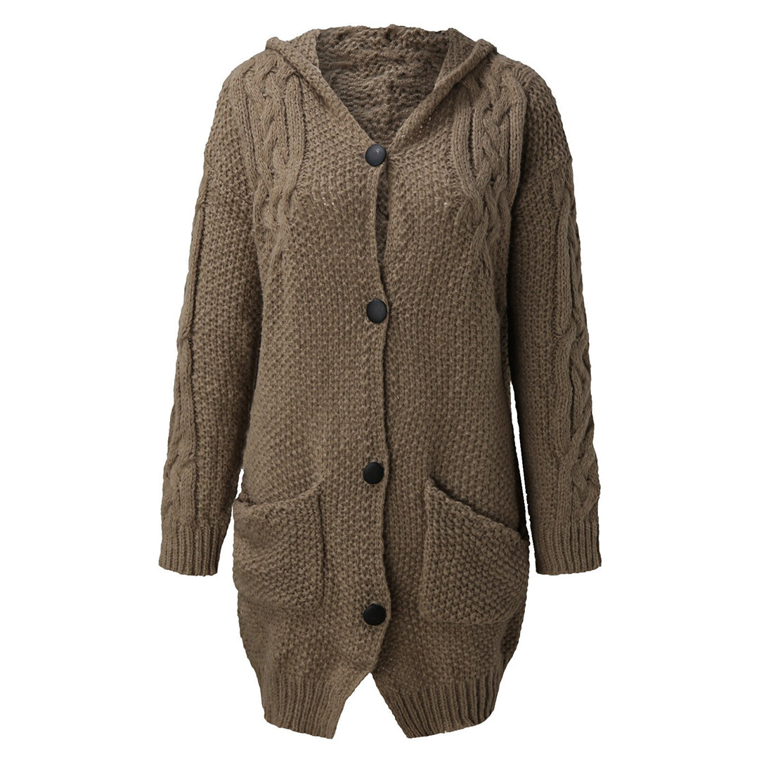 Lang Kabelgebreid Vest Met Capuchon