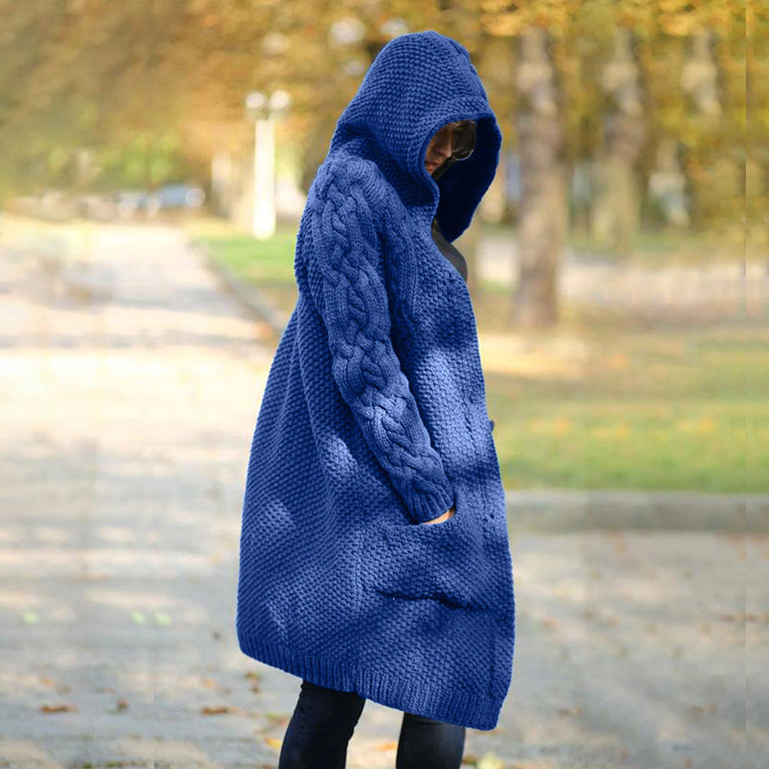 Lang Kabelgebreid Vest Met Capuchon