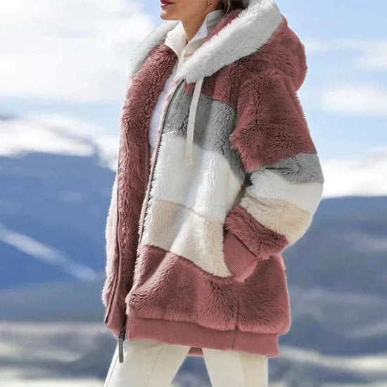 Multikleurig Blok Winterjack Met Capuchon | Herfst