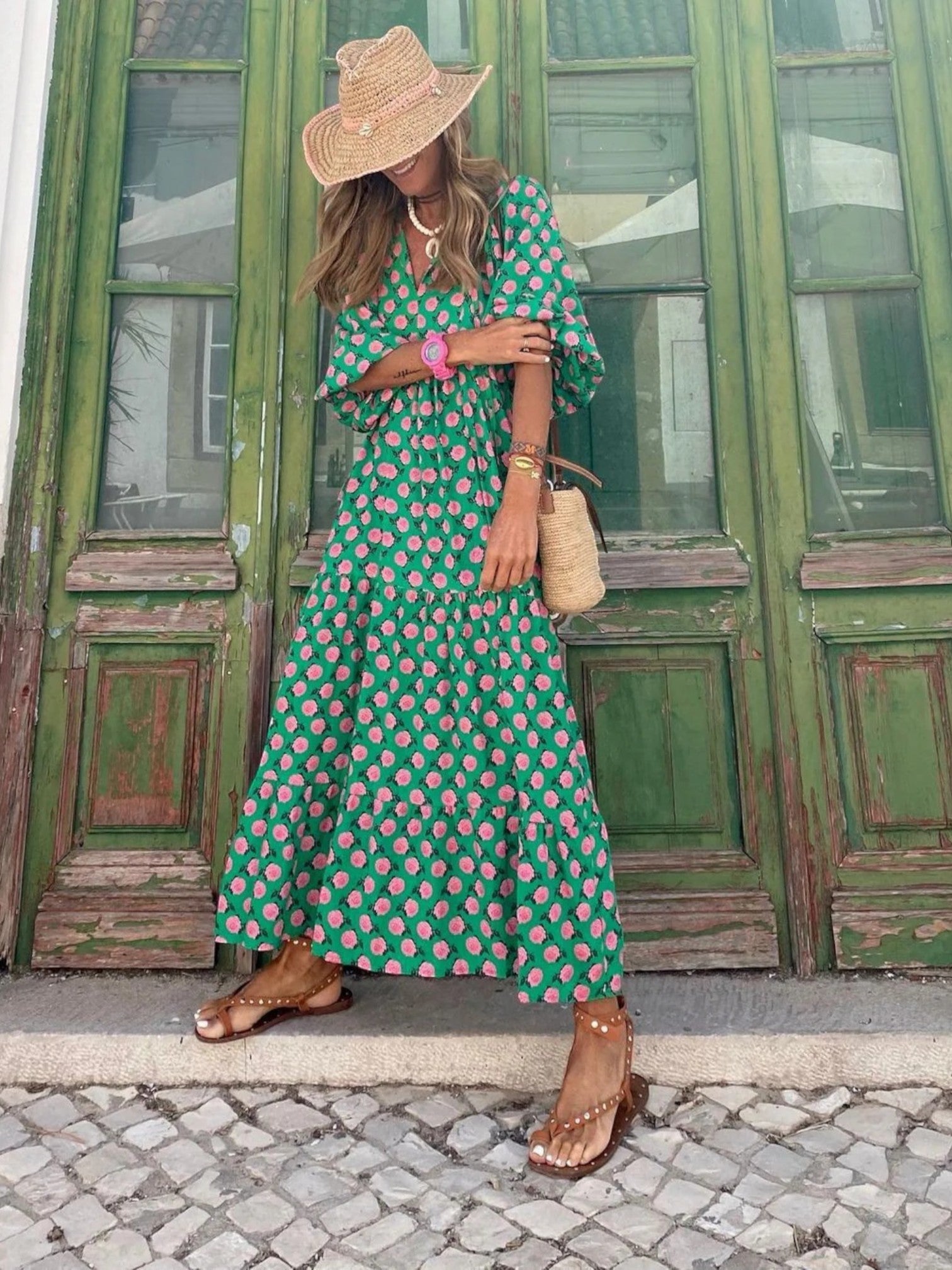 Aurora | Maxi Zomerjurk Met Bloemenprint