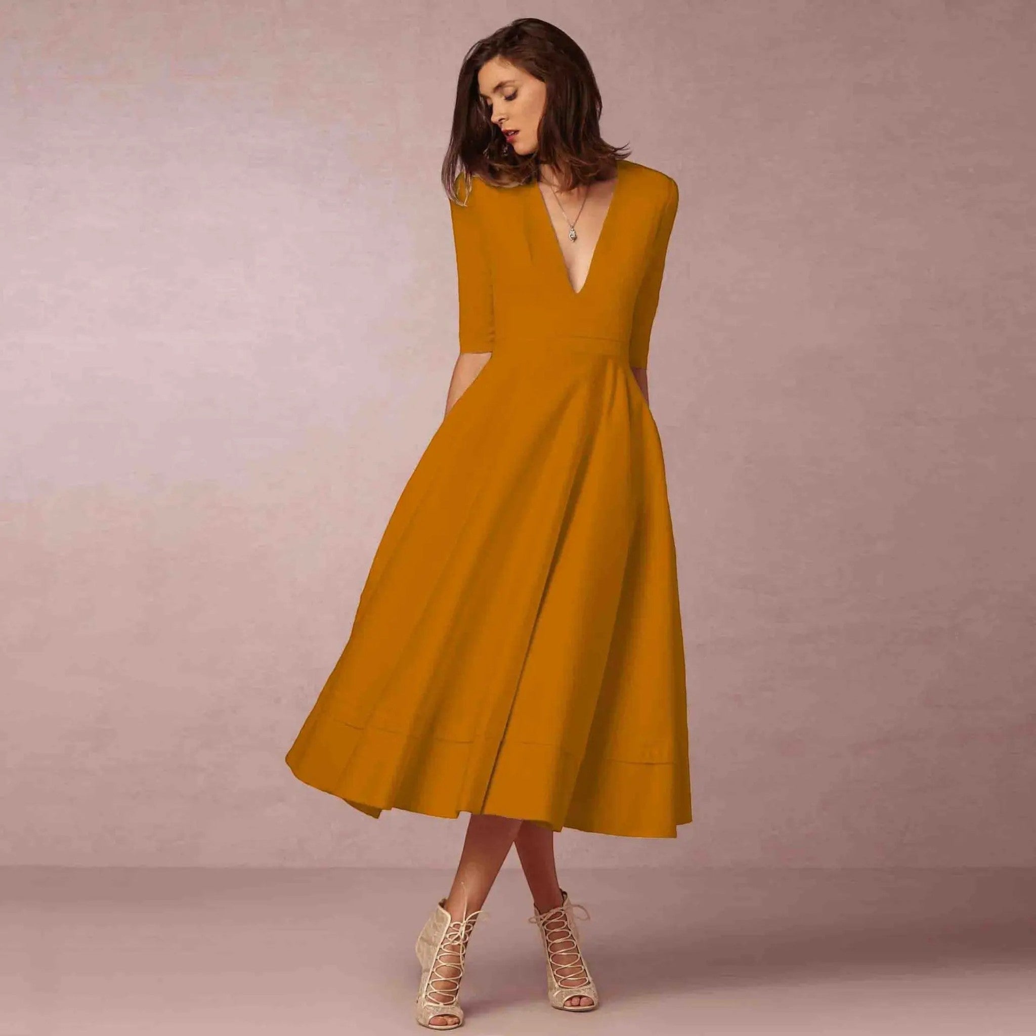 Delphine | Midi V-hals Jurk