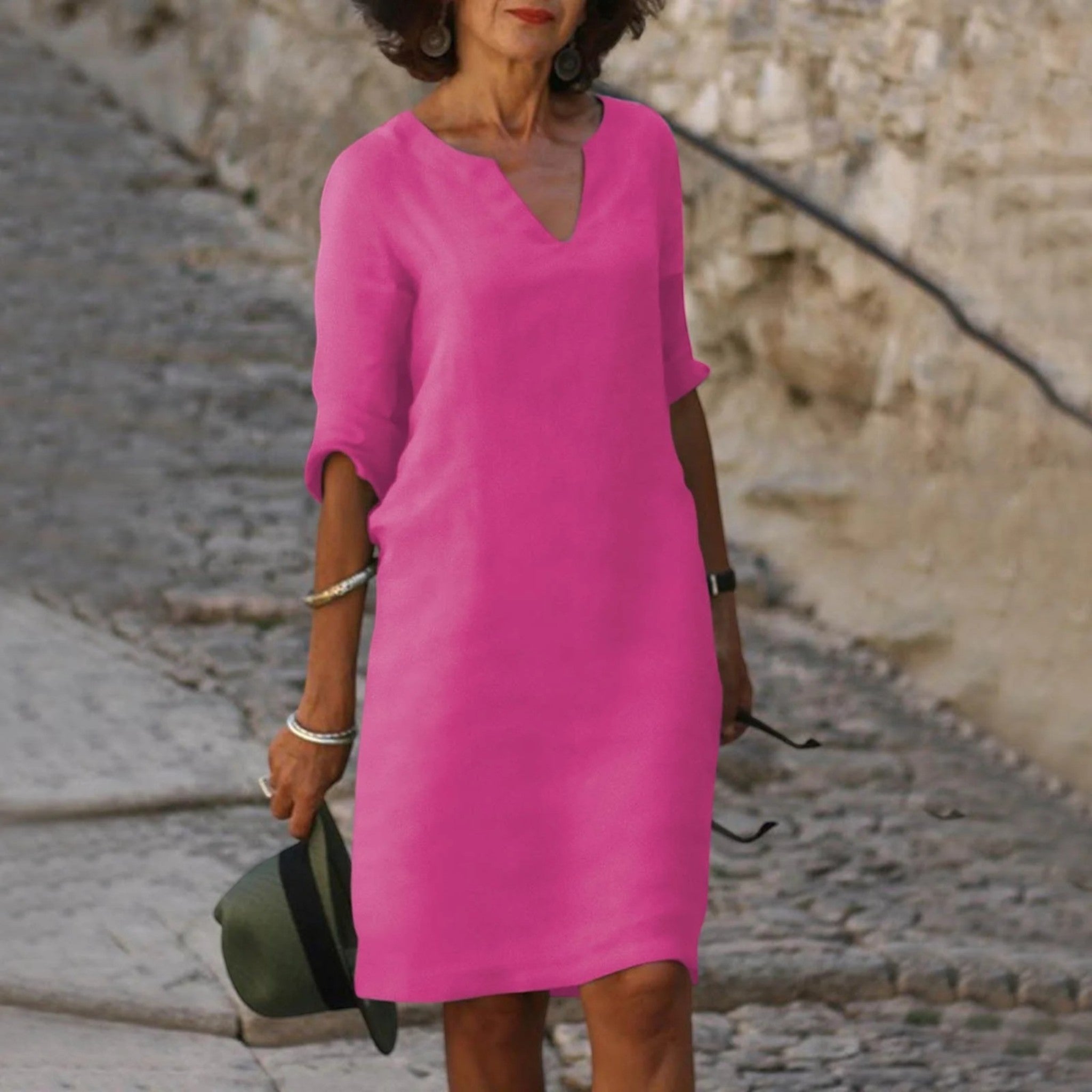 Violette | Zomerse Jurk Met V-hals| Midi