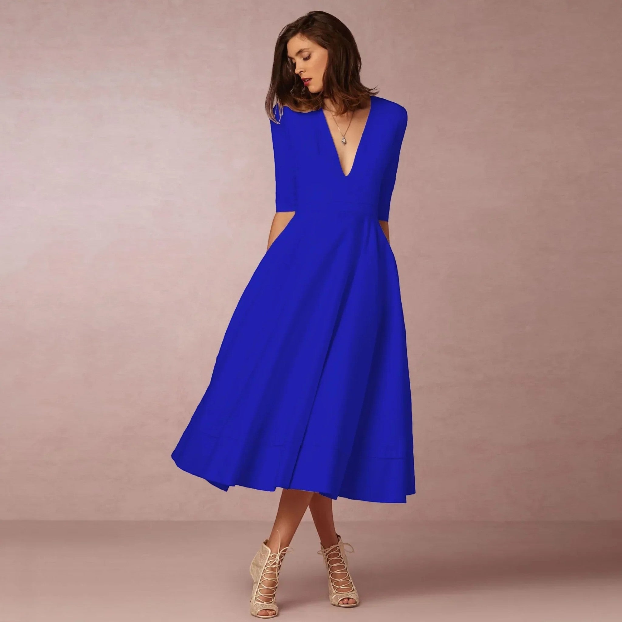 Delphine | Midi V-hals Jurk