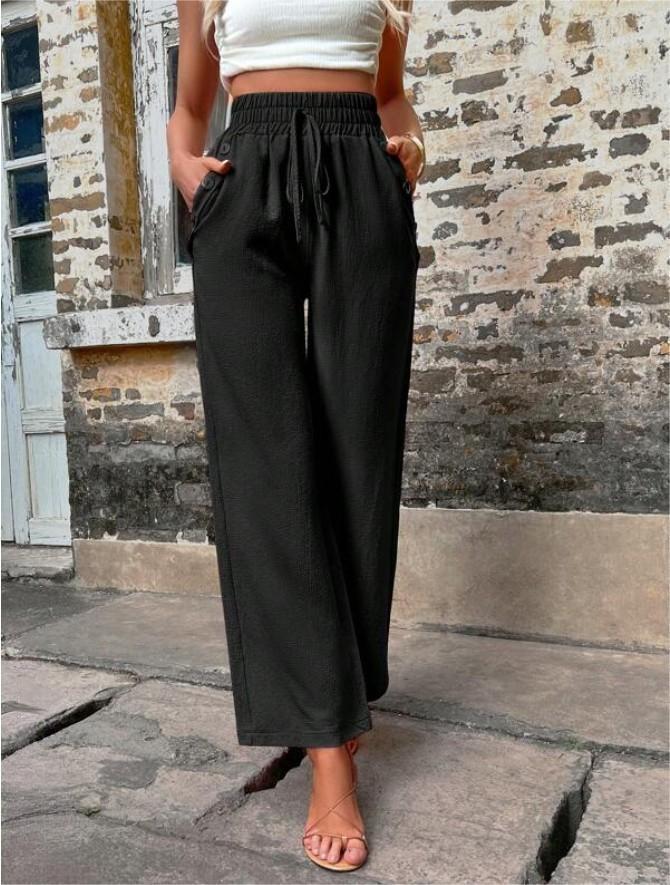 Wijde Linnen Broek Met Hoge taille Dames