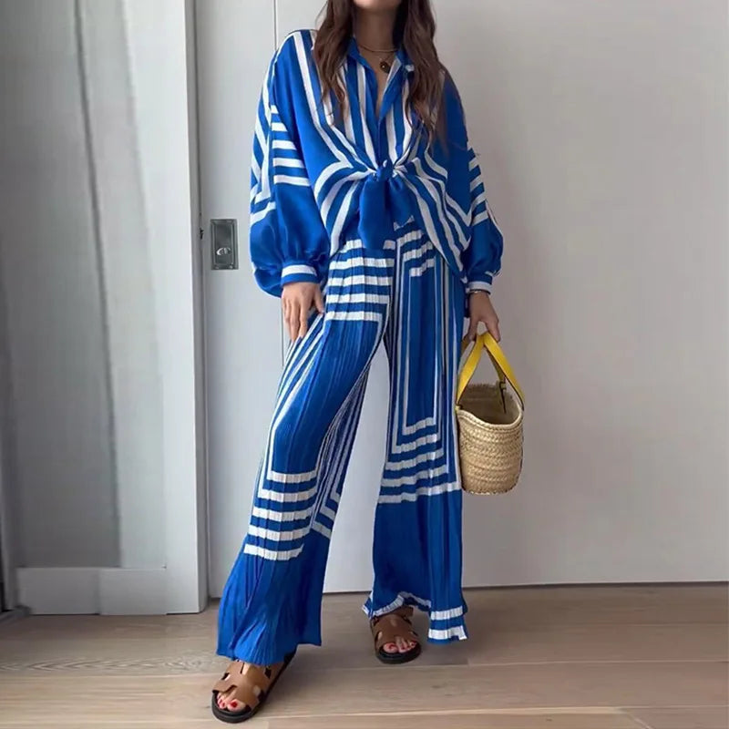Boho Oversized Linnen Zomer Set Met Patroon