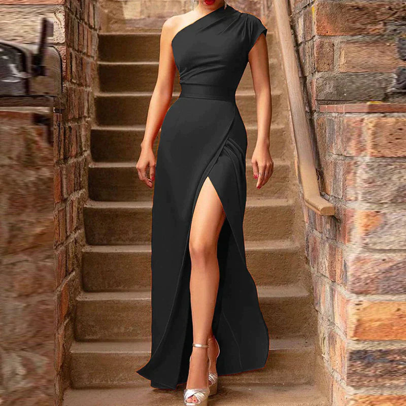 One-shoulder Split Jurk Dames