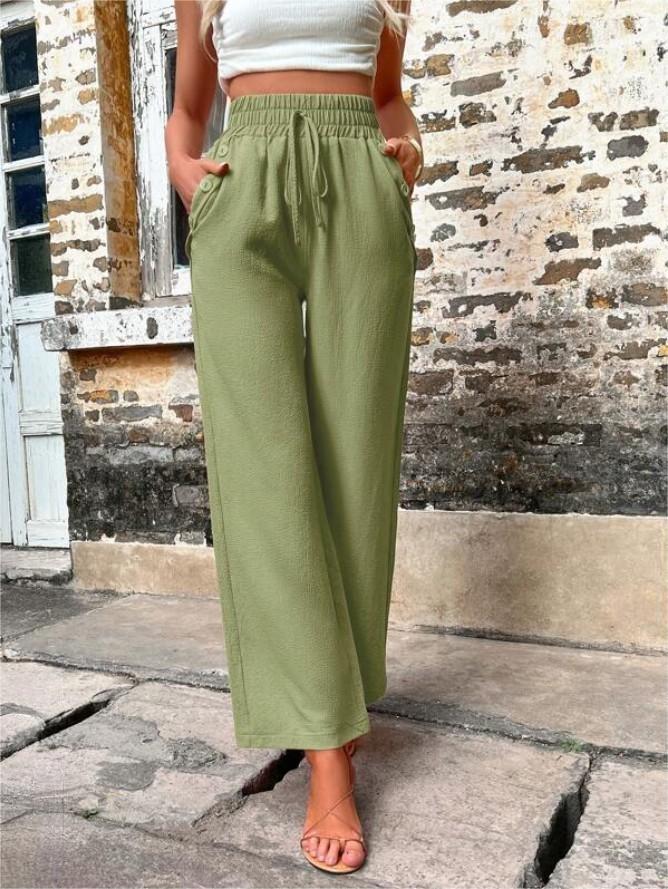 Wijde Linnen Broek Met Hoge taille Dames