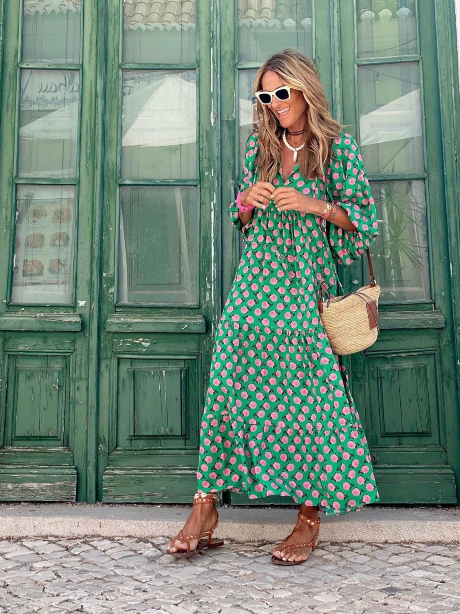 Aurora | Maxi Zomerjurk Met Bloemenprint