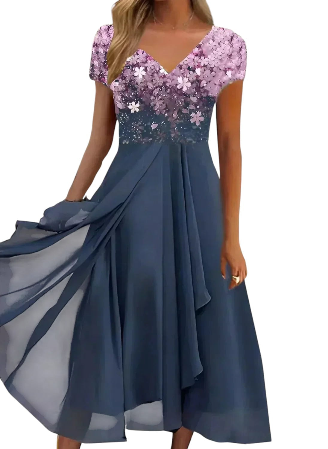 Chiffon Feestjurk Met V-hals
