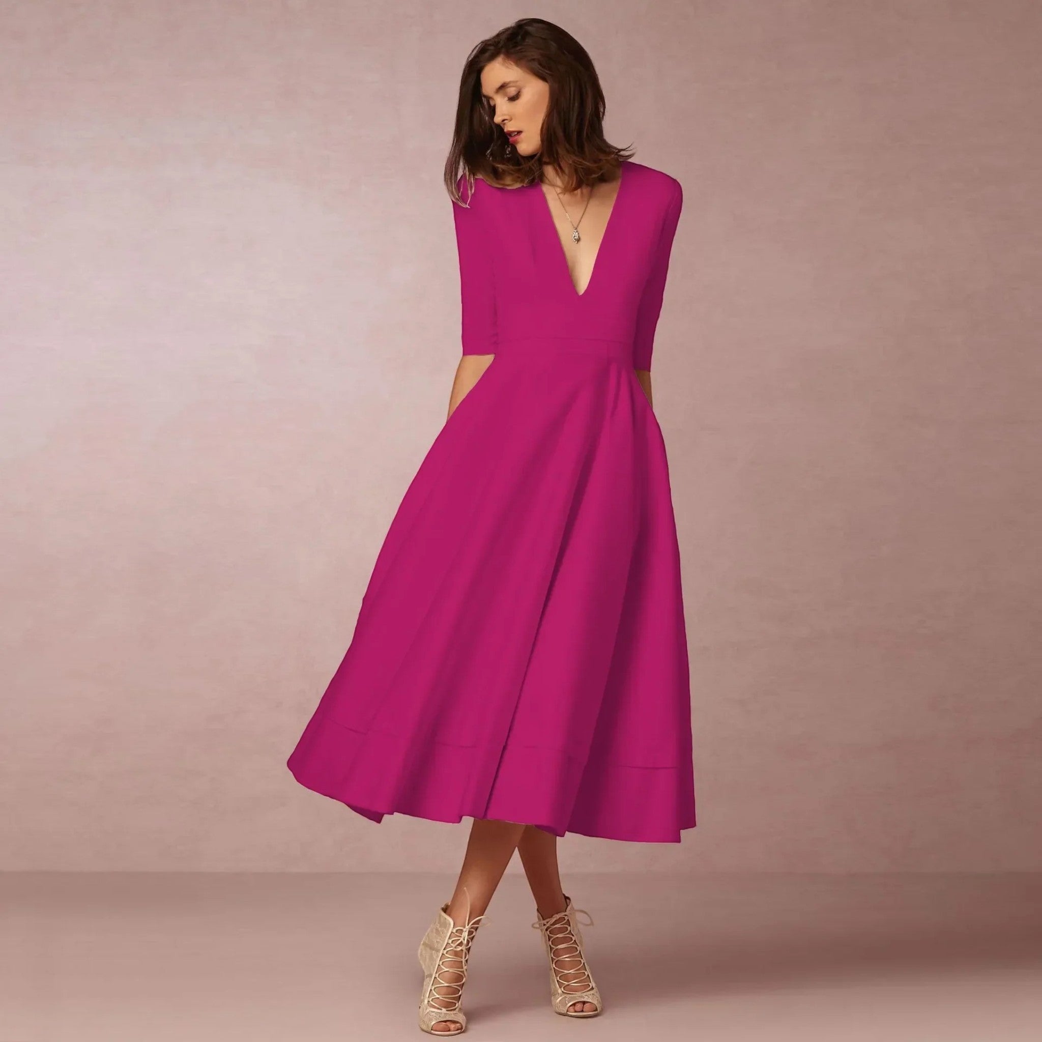 Delphine | Midi V-hals Jurk