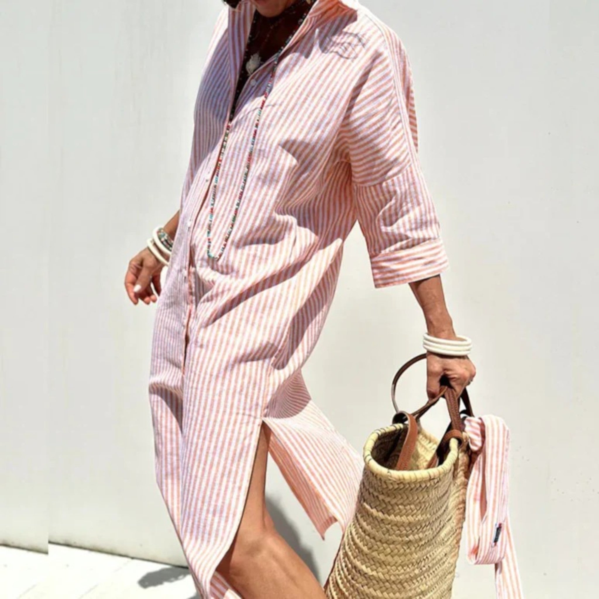 Leona | Gestreepte Maxi Blousejurk
