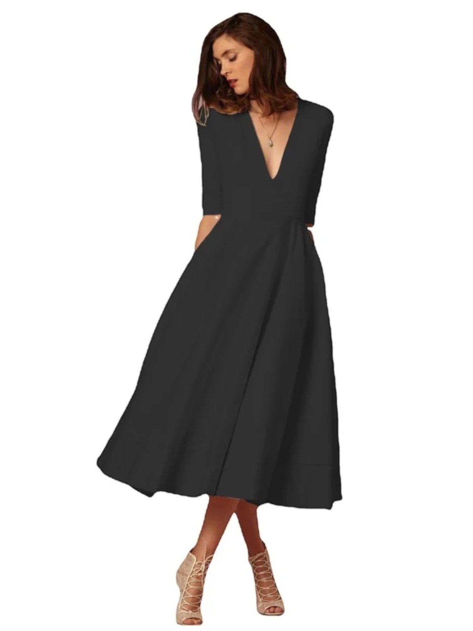 Manon | V-hals Jurk | Midi