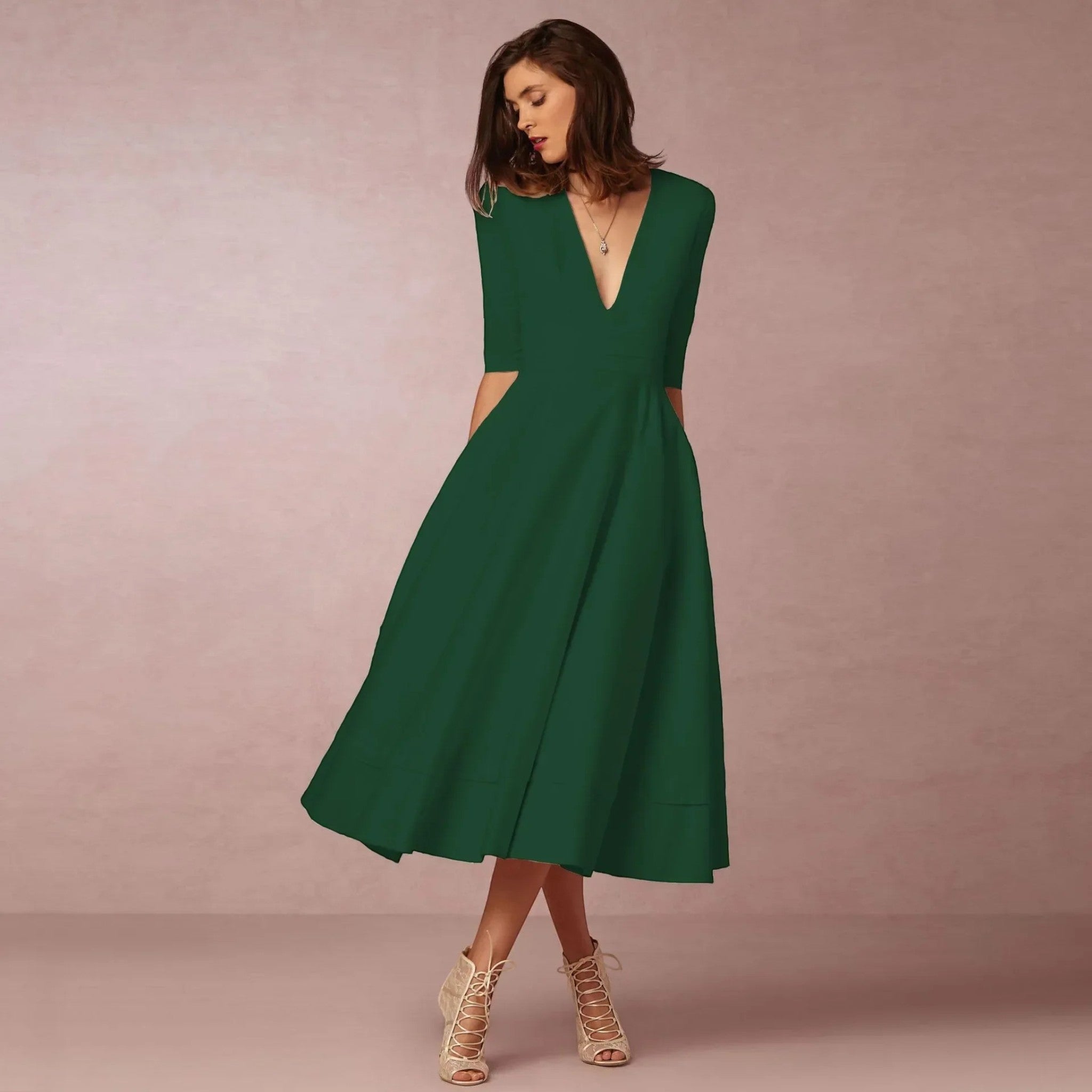 Delphine | Midi V-hals Jurk