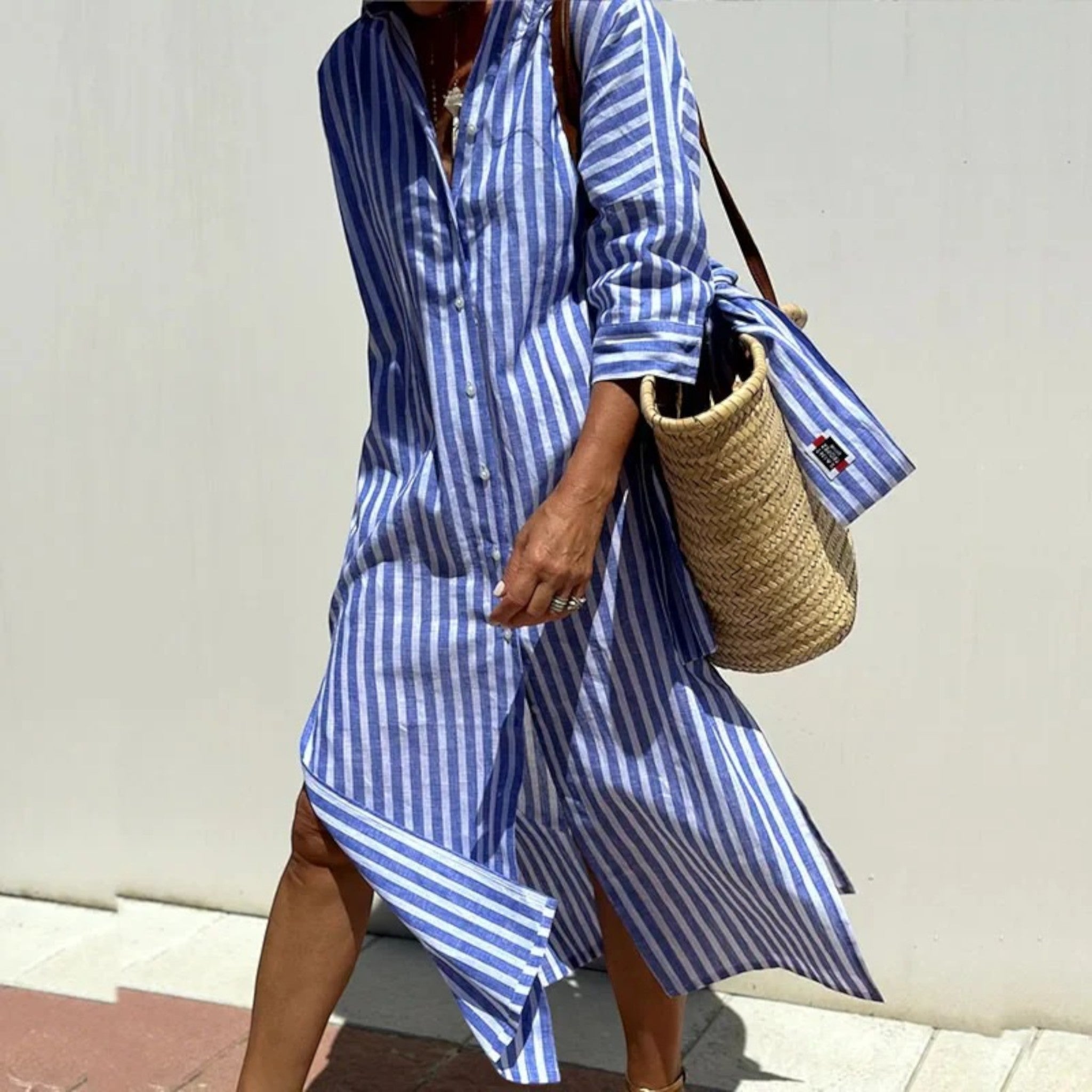 Leona | Gestreepte Maxi Blousejurk