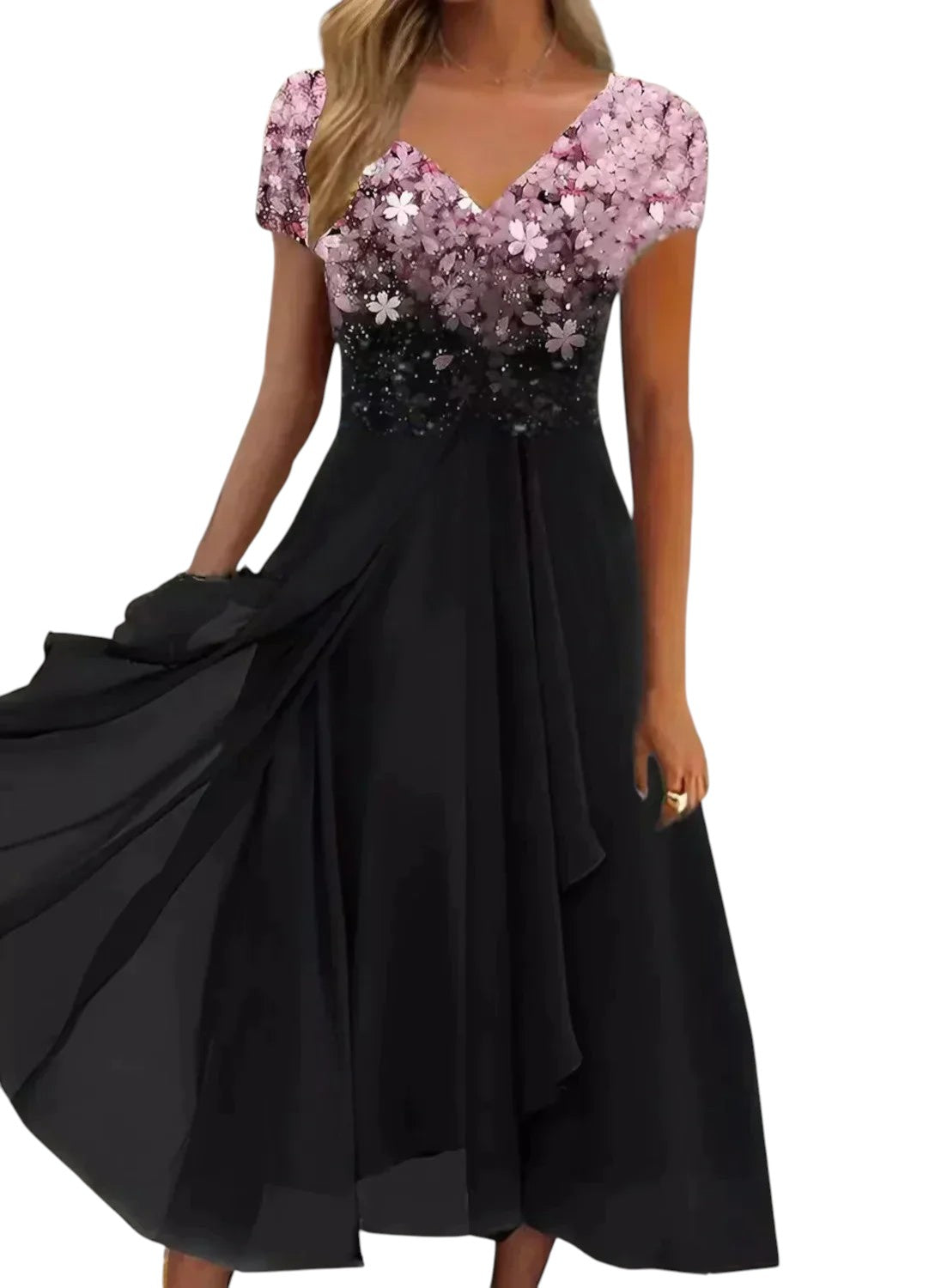 Chiffon Feestjurk Met V-hals