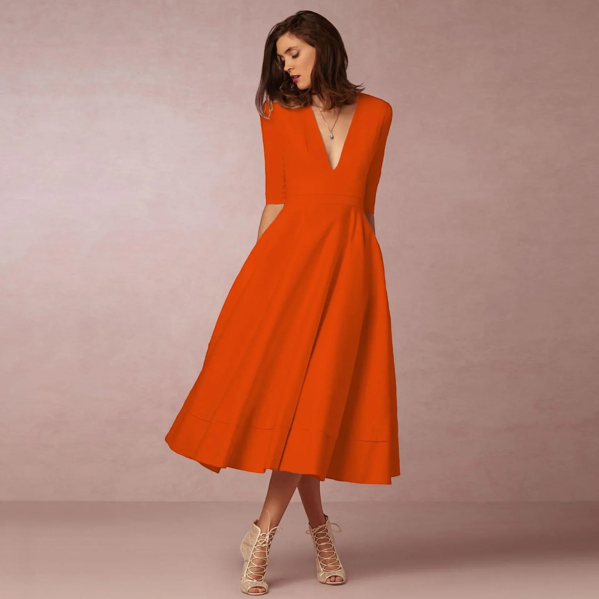 Delphine | Midi V-hals Jurk
